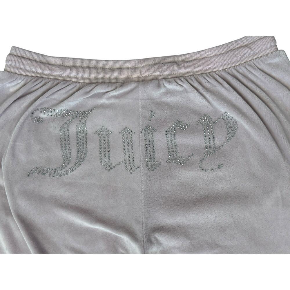 Y2K Vintage JUICY COUTURE Velour Rhinestone Bling Wide Leg Pants Baby Pink Sz L - Picture 8 of 9